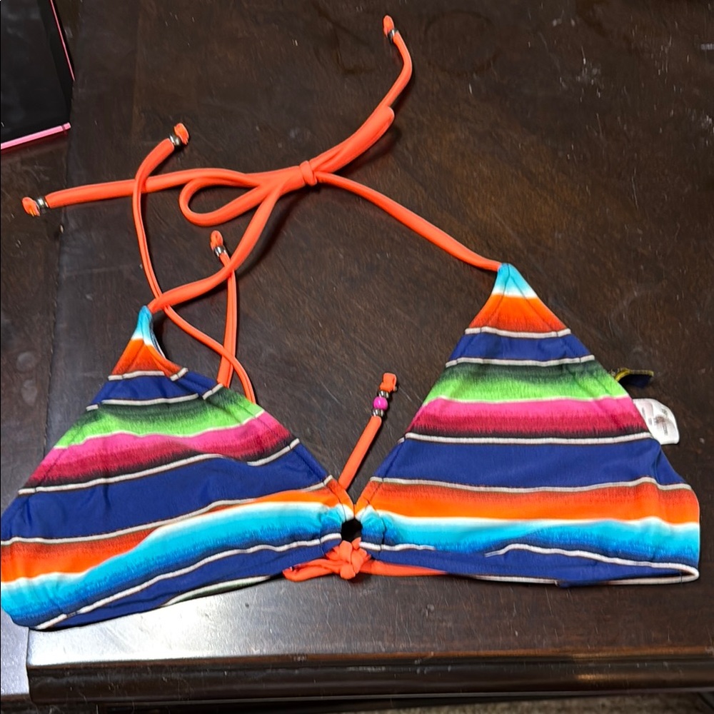 Ralph Lauren Orange and Blue Bikini Top
